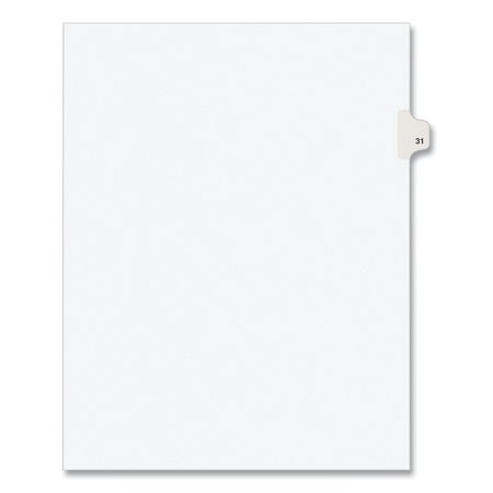 AVERY DENNISON Numerical Index Tab-31, 8-1/2 x 11", White, PK25 01031